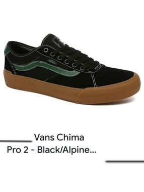 Vans Chima Ferguson Pro2 Skate Sneaker Black Canvas/Alpine Green Leather Sz 6½